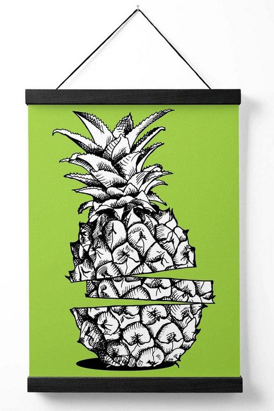 ARTZE Sketch Pineapple on Bright Green Poster with Black Hanger 1
