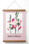 ARTZE Pink Hollyhock Flower Market Boho Poster with Oak Hanger thumbnail 1
