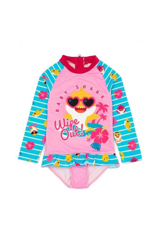 Baby Shark Wipe Out! Long-Sleeved One Piece Swimsuit 1