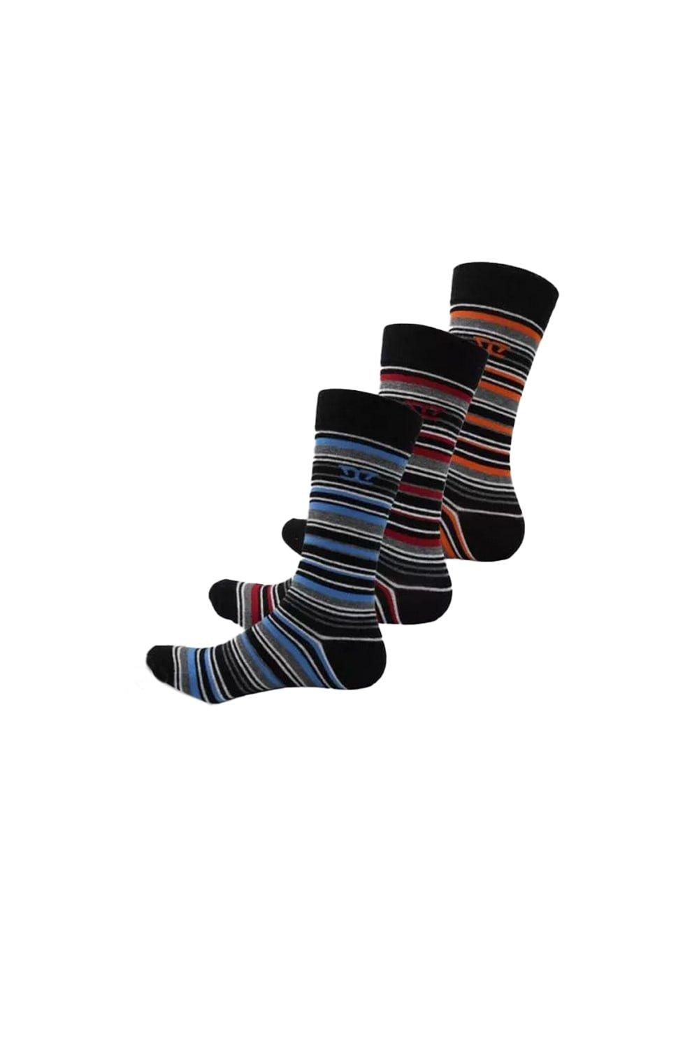 Roxton D555 Striped Cotton Kingsize Ankle Socks (Pack of 3)