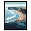 Artery8 Wall Art Print Rhossili Bay Cliffs Over Beach Coastal Landscape Art Framed thumbnail 1