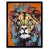 Artery8 Wall Art Print Lion Wearing Crown Jungle King Animal Portrait Art Framed thumbnail 1