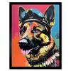 Artery8 Wall Art Print German Shepherd Wearing Police Hat Modern Pop Art Framed thumbnail 1