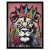 Artery8 Wall Art Print Lion with Crown King of the Jungle Modern Pop Art Framed thumbnail 1