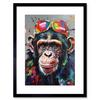 Artery8 Wall Art Print Chimpanzee With Rainbow Sunglasses Modern Pop Artwork Framed 9X7 Inch thumbnail 1