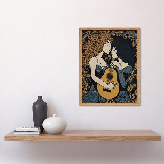 Artery8 My Love My Muse Women with Guitar Conceptual Art Art Print Framed Poster Wall Decor 12x16 inch 2