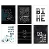 Wee Blue Coo Pack of 6 Love Cycling Bicycle Theme Quote Black and White Bike Typography Unframed Wall Art Living Room Prints Set thumbnail 1