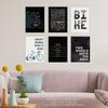 Wee Blue Coo Pack of 6 Love Cycling Bicycle Theme Quote Black and White Bike Typography Unframed Wall Art Living Room Prints Set thumbnail 2