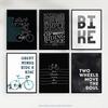 Wee Blue Coo Pack of 6 Love Cycling Bicycle Theme Quote Black and White Bike Typography Unframed Wall Art Living Room Prints Set thumbnail 5