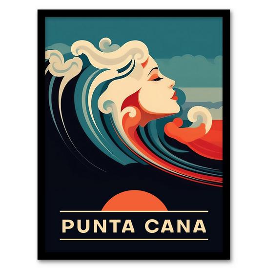 Artery8 The Seaside Calls Punta Cana Beach Dominican Republic Sunset Woman of the Waves Sea Siren Ocean Art Print Framed Poster Wall Decor 1