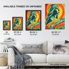 Artery8 Wall Art Print Girl Surfer Aesthetic Sunset Surfing Floral Surf Board Vibrant Bold Bright Colourful Painting Art Framed thumbnail 3