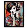 Artery8 Wall Art Print Femme Fatale Beauty Portrait Oil Painting Woman In Floral Fashion Vibrant Colourful Bold Pop Art Modern Painting Art Framed thumbnail 1