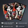 Artery8 Wall Art Print Femme Fatale Beauty Portrait Oil Painting Woman In Floral Fashion Vibrant Colourful Bold Pop Art Modern Painting Art Framed thumbnail 2