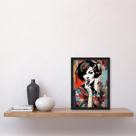 Artery8 Wall Art Print Femme Fatale Beauty Portrait Oil Painting Woman In Floral Fashion Vibrant Colourful Bold Pop Art Modern Painting Art Framed 4