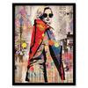 Artery8 Wall Art Print New York Fashion Advert Picture Collage Artwork Woman Colour Fashion Stands Out In Grey City Vibrant Colourful Bold Pop Art Modern Painting Art Framed thumbnail 1