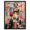 Artery8 Vintage Woman Spring Fashion Advert Picture Collage Acrylic Red Yellow Pink Artwork Vibrant Colourful Bold Pop Art Modern Painting Art Print Framed Poster Wall Decor thumbnail 1