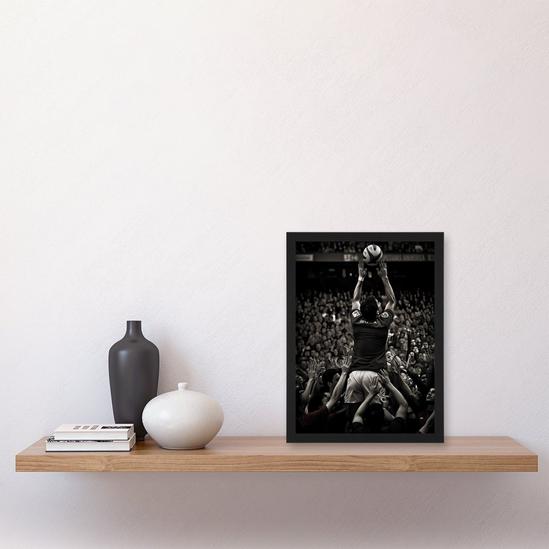 Artery8 Wall Art Print Rugby Lineout Catch Action Photo Black White Sport Artwork Art Framed 4