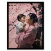 Artery8 Wall Art Print Madame Butterfly Opera Mother And Son Under Cherry Blossom Tree Under Pink Flower Blooms Art Framed thumbnail 1