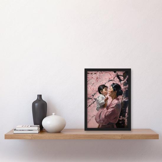 Artery8 Wall Art Print Madame Butterfly Opera Mother And Son Under Cherry Blossom Tree Under Pink Flower Blooms Art Framed 4