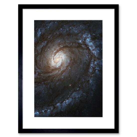 Artery8 Wall Art Print Hubble Space Astronomy M100 WFC3 Spiral Galaxy With Two Blue Starbirthing Lanes Of Dust Clouds And Gas Artwork Framed 9X7 Inch 1