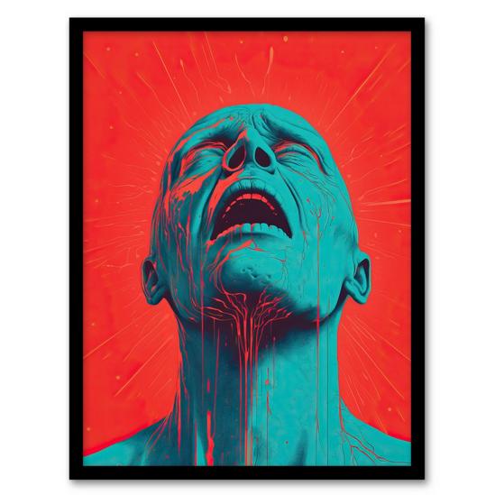 Artery8 Cyan Nightmares By Lionel Davis Duotone Conceptual Pain Bright Bold Artwork Painting Art Print Framed Poster Wall Decor 1