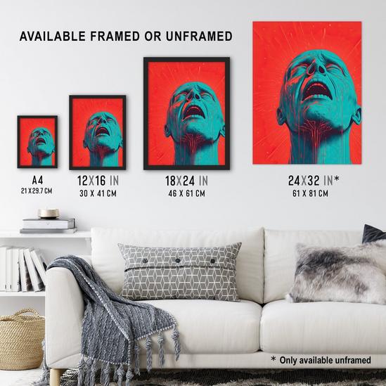 Artery8 Cyan Nightmares By Lionel Davis Duotone Conceptual Pain Bright Bold Artwork Painting Art Print Framed Poster Wall Decor 3