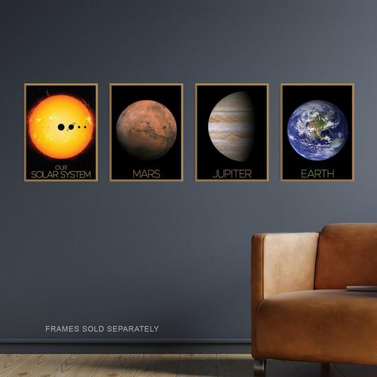 Artery8 Wall Art Print Pack of 4 NASA Our Solar System The Sun and Planets Size Comparison Mars Earth Jupiter Images Living Room s Set 2