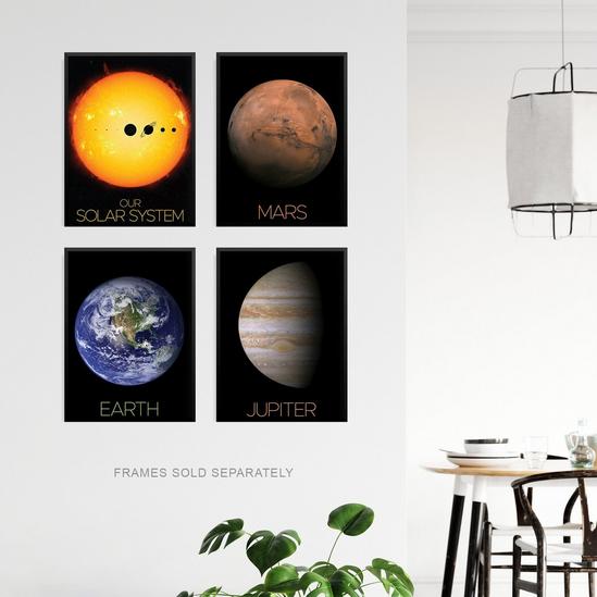 Artery8 Wall Art Print Pack of 4 NASA Our Solar System The Sun and Planets Size Comparison Mars Earth Jupiter Images Living Room s Set 3
