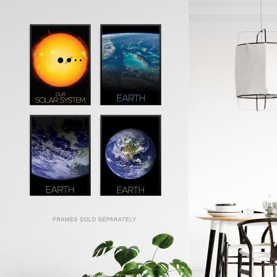 Artery8 Wall Art Print Pack of 4 NASA Our Solar System The Sun and Planet Earth Images from Space ISS Blue Marble Living Room s Set 3