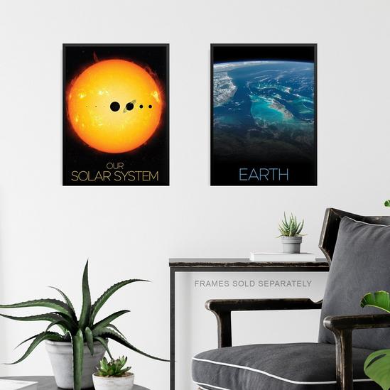 Artery8 Pack of 4 NASA Our Solar System The Sun and Planet Earth Images from Space ISS Blue Marble Unframed Wall Art Living Room Prints Set 6