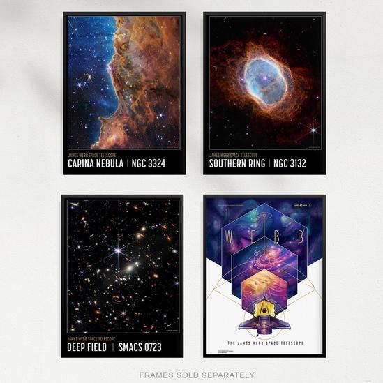 Artery8 Wall Art Print Pack of 4 NASA James Webb Space Telescope Images Cosmic Cliffs Carina Nebula Southern Ring Nebula Deep Field Living Room s Set 5