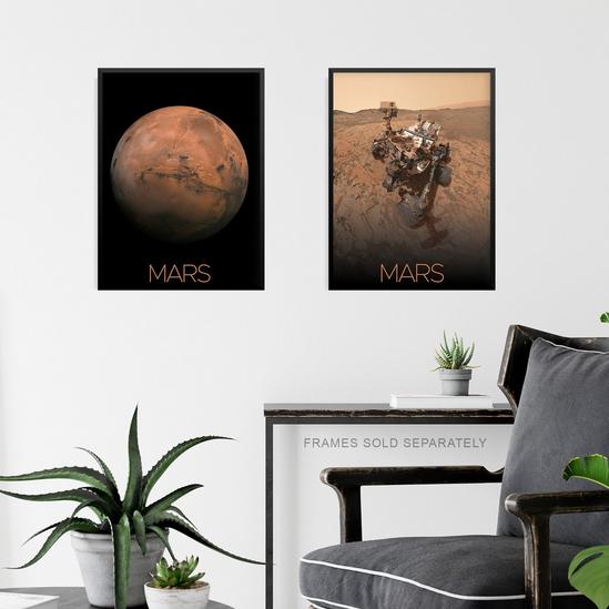 Artery8 Pack of 4 NASA Our Solar System The Sun and Mars Images Curiosity Rover Red Planet Surface Exploration Unframed Wall Art Living Room Prints Set 6