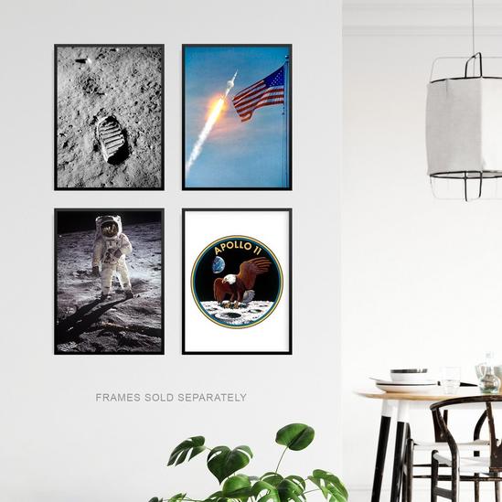 Artery8 Wall Art Print Pack of 4 NASA Spaceship Apollo 11 Mission Moon Landing 50th Anniversary Astronaut Aldrin Armstrong Boot Living Room s Set 3