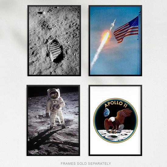 Artery8 Wall Art Print Pack of 4 NASA Spaceship Apollo 11 Mission Moon Landing 50th Anniversary Astronaut Aldrin Armstrong Boot Living Room s Set 5