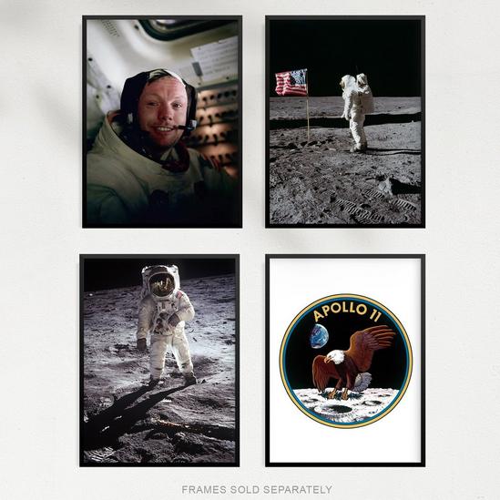 Artery8 Wall Art Print Pack of 4 NASA Space Apollo 11 Mission Emblem Moon Landing 50th Anniversary Astronaut Neil Armstrong Buzz Aldrin Living Room s Set 5