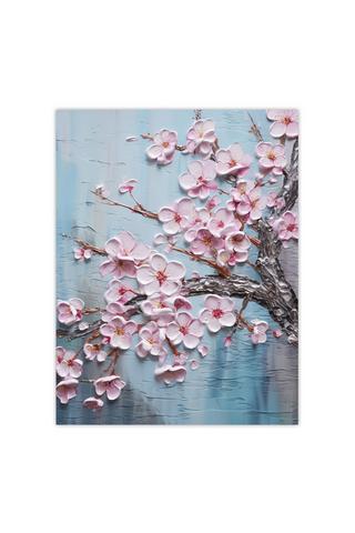 Product Cherry Blossom Splendor Delicate Elegant Pink And Soft Blue Oil Painting Extra Large XL Unframed Wall Art Poster Print Multi