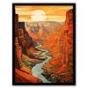 Artery8 Wall Art Print Sunset At Grand Canyon Oil Painting Warm Colours USA National Park Gorge Art Framed thumbnail 1
