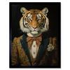 Artery8 Wall Art Print Victorian Tiger in William Morris Style Pattern Dinner Jacket Conceptual Portrait Artwork Elegant Floral Pattern Bow Tie and Boutonnière Art Framed thumbnail 1
