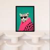 Wee Blue Coo Wall Art Print Fashion Cheetah Vibrant Teal Hot Pink Colour Block Fun Bold Animal Portrait Art Framed thumbnail 4