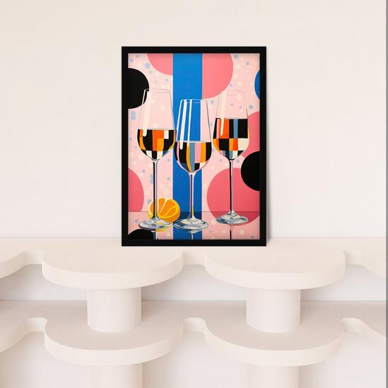 Wee Blue Coo Prosecco Party Colourful Pink Blue Gender Reveal Baby Shower Geometric Painting Art Print Framed Poster Wall Decor 4