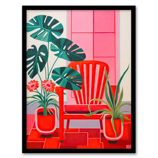 Wee Blue Coo Wall Art Print Hothouse Flowers Bright Red Pink Plants Living Room Framed 1