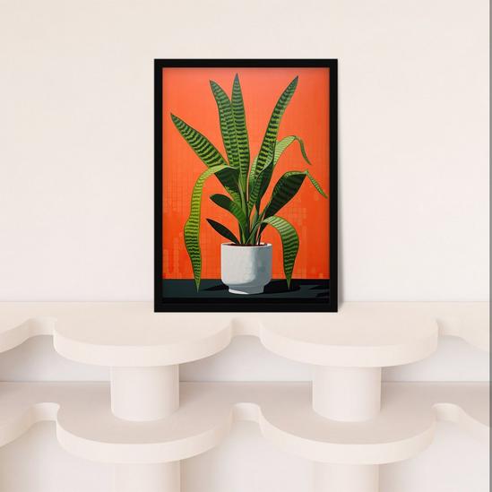 Wee Blue Coo Wall Art Print Striking Snake Plant Bright Orange Green Living Room Framed 4