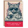 Artery8 Gran Happy Birthday Card DJ Moggie Retro Cool Cat On Decks Fun Funny For Her Greeting Card thumbnail 1
