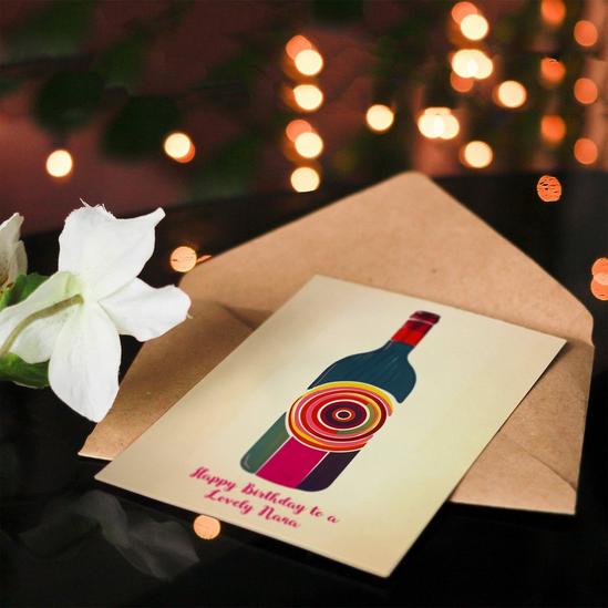 Artery8 Nana Happy Birthday Card Fun Funky Wine Bottle Party Red White For Her Greeting Card 4