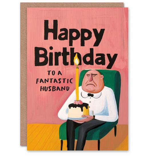 Artery8 Happy Birthday Card to a Fantastic Husband Grumpy Man Cake Fun Funny Humour 1