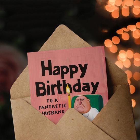 Artery8 Happy Birthday Card to a Fantastic Husband Grumpy Man Cake Fun Funny Humour 3