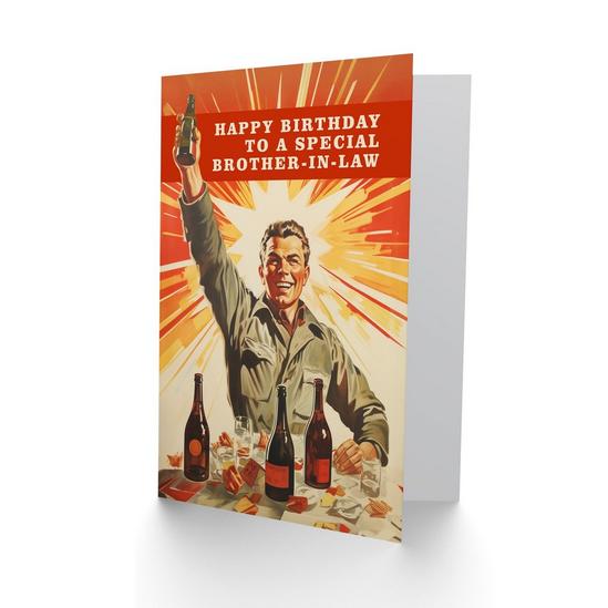 Artery8 Happy Birthday Card to a Special Brother-in-Law Retro 1950's Style Beer Wine Lover 2