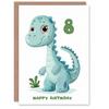 Artery8 8th Birthday Card Cute Blue Baby Dinosaur Cartoon Kids Age 8 Year Old Child For Son Daughter Girl Boy Happy Card thumbnail 1