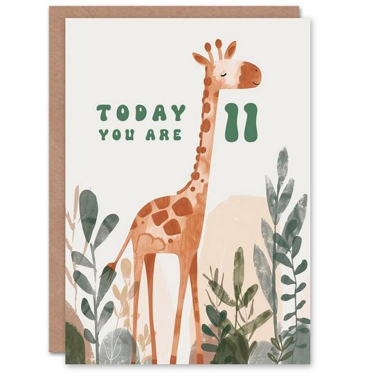 Artery8 11th Birthday Card Cute Fun Giraffe Today You Are Age 11 Year Old Child For Son Daughter Girl Boy Happy Card 1