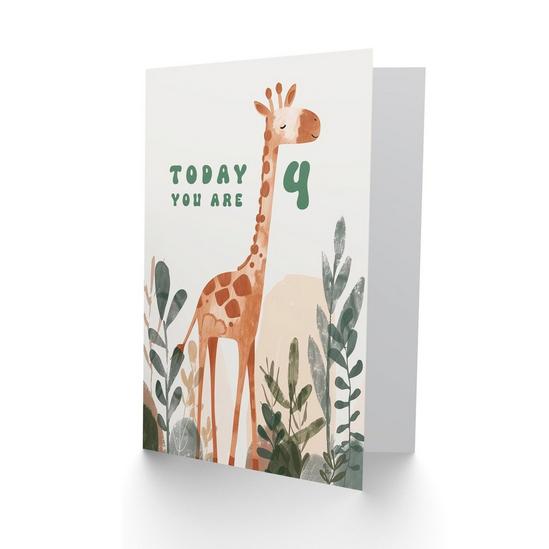 Artery8 4th Birthday Card Cute Fun Giraffe Today You Are Age 4 Year Old Child For Son Daughter Girl Boy Happy Card 2